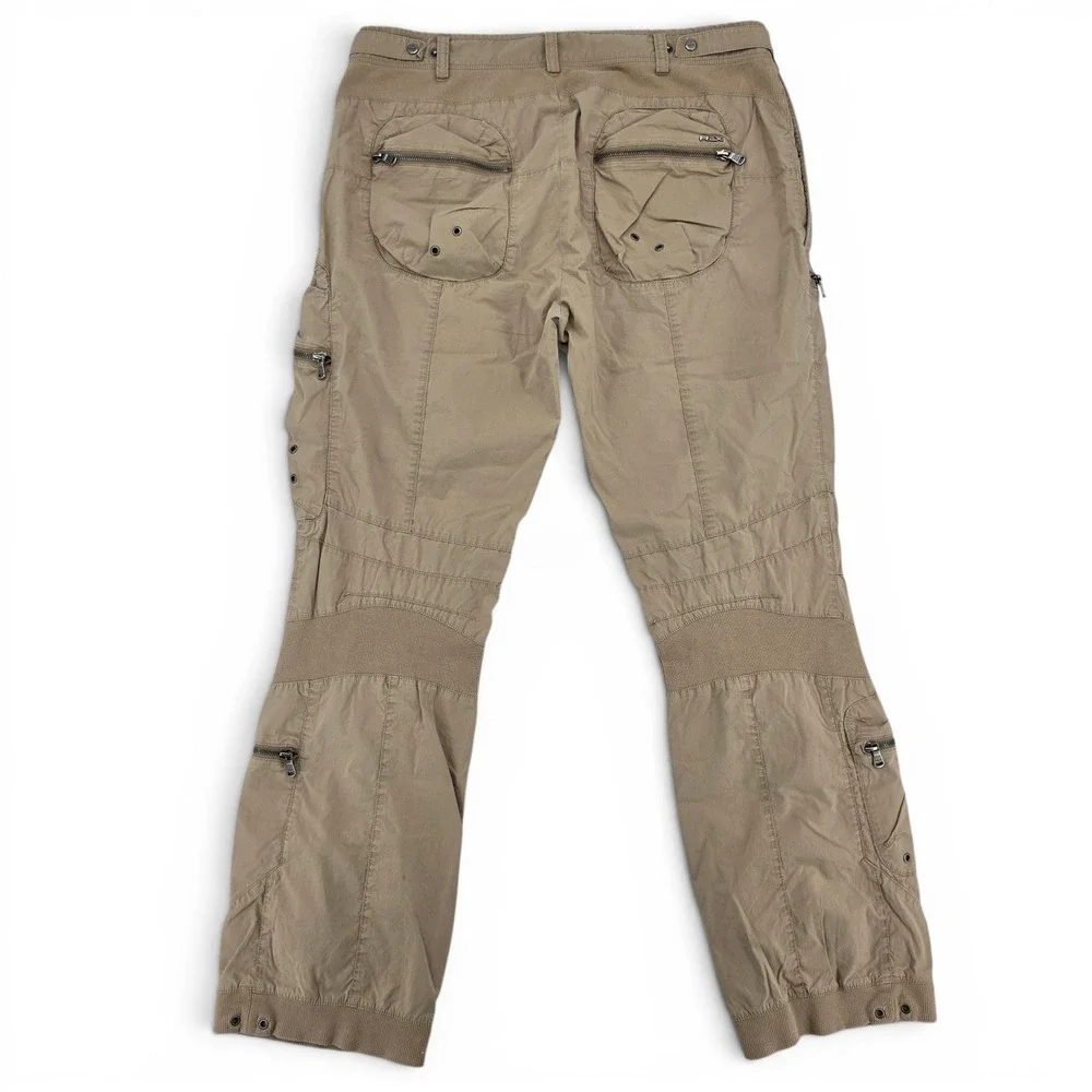 Vintage RLX Ralph Lauren Mens 34R Tech Cargo Pants Khaki Gorpcore Archive‎ Zip